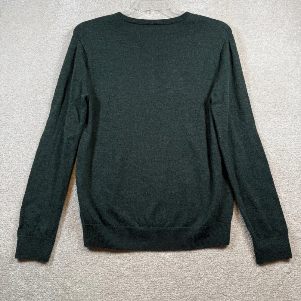 Banana Republic V-Neck Sweater Mens Medium Green 100% Merino Wool Long Sleeve